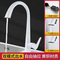 Kangshi Yameng kitchen faucet hot and cold all copper hidden pull type washing basin bowl pool telescopic rotating Splash Splash