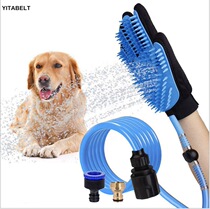 Silicone pet cleaning gloves massage spray bath brush with water pipe cat and dog bath artifact