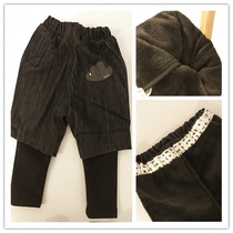 Korean autumn and winter new boys mock two-piece plus velvet fashion tong ku