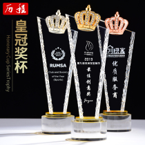 Crystal trophy custom crown creative honor medal custom production Excellent staff competition award champion lettering