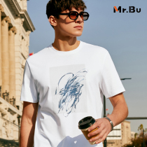Mr Bu horse cotton short sleeve T-shirt male spring summer pure cotton white youth loose short sleeves GT01122