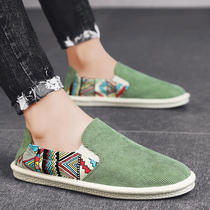 Autumn canvas mens shoes lazy people a pedal leisure Joker drive a walk fisherman trendy shoes old Beijing ice cloth shoes