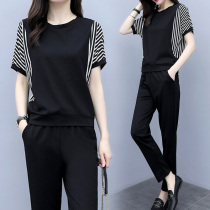 Big Code Womens Clothing 2022 Summer New Fat Mm Ocean Gas Casual Suit Women Loose Fashion Collage Two Sets