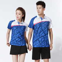 Summer badminton suits for men and women short sleeve couples set quick-dry tennis table tennis running sportswear group purchase printing