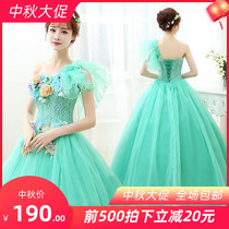 2020 new color yarn wedding dress solo female art Test Studio costume long annual performance dress