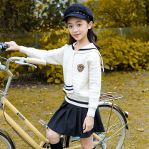 jk uniform girl sweater autumn winter pleated skirt college style female child set white base shirt knitting