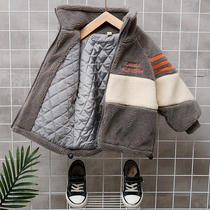 Childrens clothing Boys velvet jacket 2021 foreign style spring and autumn winter clothing new male baby top childrens thick cotton coat tide