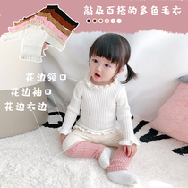 Korean version of childrens clothing girls sweater pullover Spring and Autumn Children Baby foreign girl base shirt knitwear baby