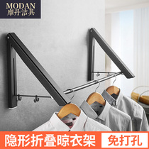 Black clothesline retractable invisible clothes hanger rod toilet bathroom wall outdoor balcony hanging wall free of punch