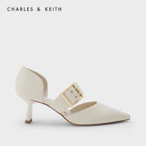 CHARLES & KEITH SPRING and SUMMER womens shoes CK1-60280279 WOMENs metal buckle pointed high heel shoes