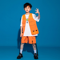 Childrens hip hop set summer three-piece vest boy hip hop show hiphop loose childrens jazz dance tide