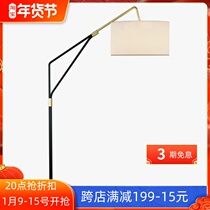 Post-modern metal atmosphere living room coffee table study cloth art lamp marble Vertical Floor Lamp Model Room fishing lamp