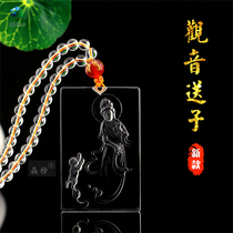 New natural white crystal send son Guanyin pendant transfer ambulate Buddha statue Bodhisattva necklace pendant mens ladies