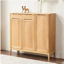 Solid wood oak multifunctional 3-door shoe cabinet simple modern shoe cabinet Japanese economy Portal cabinet bedroom locker