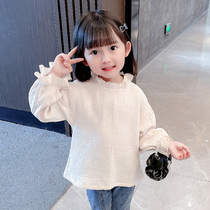 Girl Shirt Spring Autumn 3 Year Old Woman Baby Han Version Trendy Blouse Children Long Sleeve Princess Florian Shirt Spring Dress