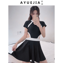 Swimsuit Women Summer Black Conservative Veil slim 2021 New Fashion one-piece dress Fairy Temperatures Springs