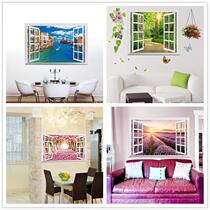 Fake Window View 3D Wall Sticker PVC Material R