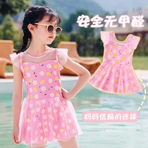  Childrens swimsuit girls summer one-piece skirt cute baby middle and older children 2021 new childrens quick-drying swimming suit