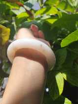 (No. 54 7 circle) Hetian Jade Qinghai material Yenugou White Jade osmanthus cake rough round bracelet