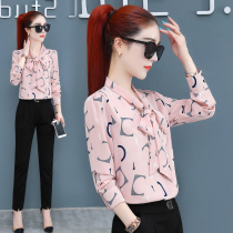 Chiffon shirt women floral design sense niche 2021 spring and autumn new shirt European goods tide fashionable top foreign style