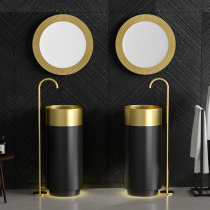 Two-color stainless steel column basin creative floor-to-ceiling washbasin hotel bathroom washbasin homestay art garden basin