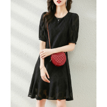 Foam Han Yimei Thin Snowspun Skirt Children 2021 Summer New small black dress Loose Display Slim Short Sleeve Dress