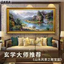 Guilin landscape new Chinese style pure hand-painted landscape oil painting living room decoration painting sofa background wall mural hanging painting