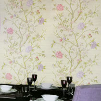 italian imports 3D solid deep embossing PVC wallpaper American field garden large florin color AB with background wall paper