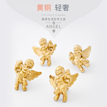 Super brass wardrobe pulls hands personality light luxury drawer solid little angel cabinet pure copper cabinet door handle