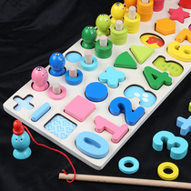 Childrens toys use the brain 2 Early education 5 Intelligence development 3 girls 2 a boy 3-year-old baby 4 Puzzle building blocks to assemble