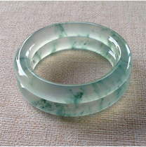 Longyu Culture Myanmar Jade Bracelet Jade Bracelet High Ice Glass Round Strip Blue Flower Water Moistant Special New