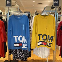 TOMMY HILFIGER TOMMY MENS FASHION LETTERS BIG MARK PURE COTTON LOOSE CASUAL ROUND COLLAR LONG SLEEVE T-SHIRT