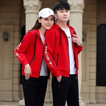 Couple wear 2021 spring new large size sportswear female personality fashion two-piece mens sports suit spring and autumn