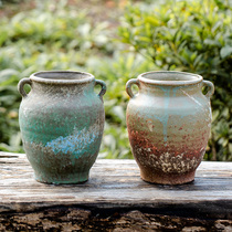 (Bang Yong Shangpin)Jingdezhen handmade succulents flower pot vintage wild master old pile basin coarse pottery breathable