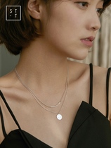 Mrs. Shen S925 sterling silver double necklace female Korean style simple Net red minority smile choker girlfriend gift tide