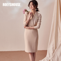 Luo Yi intellectual OL dress female New temperament solid color lace slim stretch knitted long skirt 01649