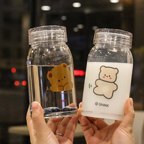 Sen department water cup cartoon student cup Transparent portable handy cup men and women cute wind net red cup fresh