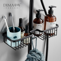 Bathroom shower rod shower rack wall hanging non-hole space aluminum toilet wall shower gel storage hanging basket