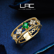 LAC high jewelry natural emerald ring 18K gold colored gemstone set diamond ring
