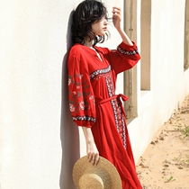 Travel clothes woman Lijiang Dali photo long dress Desert Out of red Liandress Dress Fat Mm Loose big code Tibetan meat