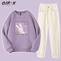 Sports set female spring and autumn fashion 2021 New Autumn Autumn junior high school students early autumn womens casual two-piece set