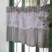 Cotton and linen curtains Nordic modern simple half curtain half curtain curtain blocking partition curtain striped cabinet curtain floating window