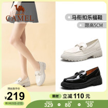 Camel Women Shoes Spring Autumn Fashion Light Stomp Shoes Horse Title Buckle Lefu Shoes Thick Bottom Single Shoes Small Leather Shoes