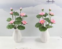 Flower arrangement vase household White simulation flower Buddha tools Chinese temple home Buddha simulation Lotus whole small potted plant