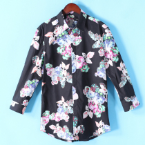 Mens too PN autumn looks young~Printed three-point sleeve cotton mens shirt 721 cut label