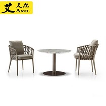 Outdoor Nordic leisure rattan dining table and chair three-five-piece combination homestay small coffee table terrace furniture courtyard hotel