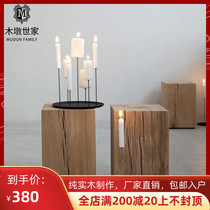 Nordic Log Wood Pile Bench Home Square Solid Wood Edge A Few Tea Table Wood Mound Stumps Base Wooden Mound Bench Swing Pieces Mound