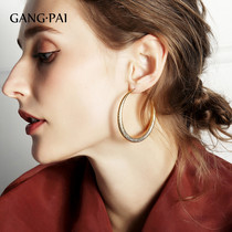 925 silver needle ring design sense big earrings female Net red earrings temperament exaggerated circle European and American style simple earrings