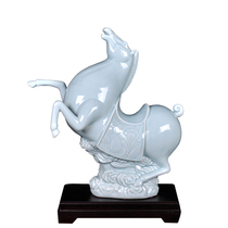Liu Shaoping Tianma shadow green glaze handmade large collection number Jingdezhen ceramic zodiac horse ornaments office