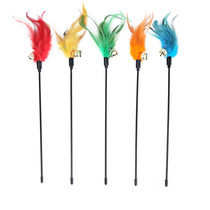 Cat Toy Short Bar Chicken Wool Bell Pan Teasing Cat Sticks Multicolored Feather Tease Cat Guide Toy Independent Packaging